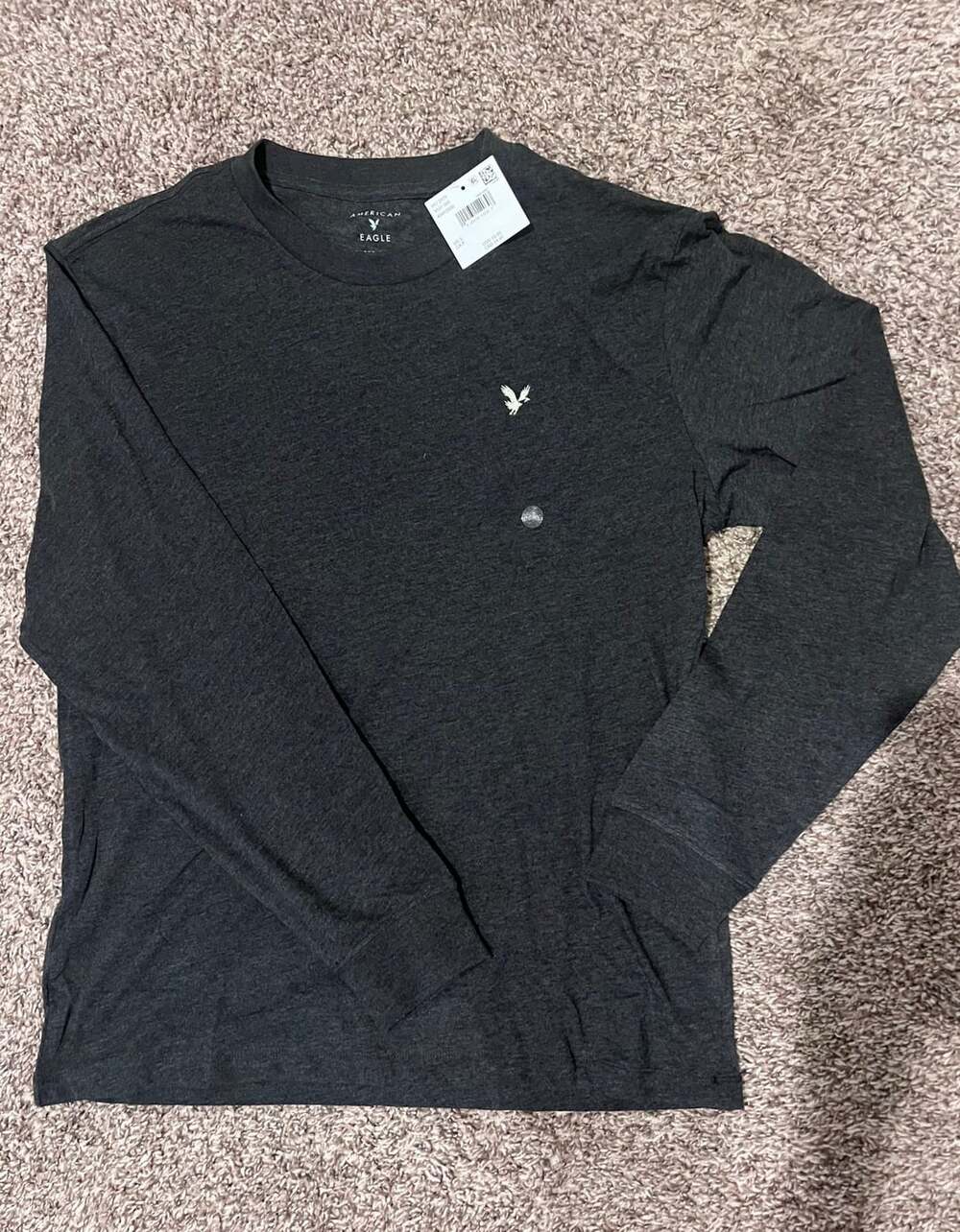 American Eagle Super Soft Long Sleeve T-Shirt Charcoal Grey Size Small